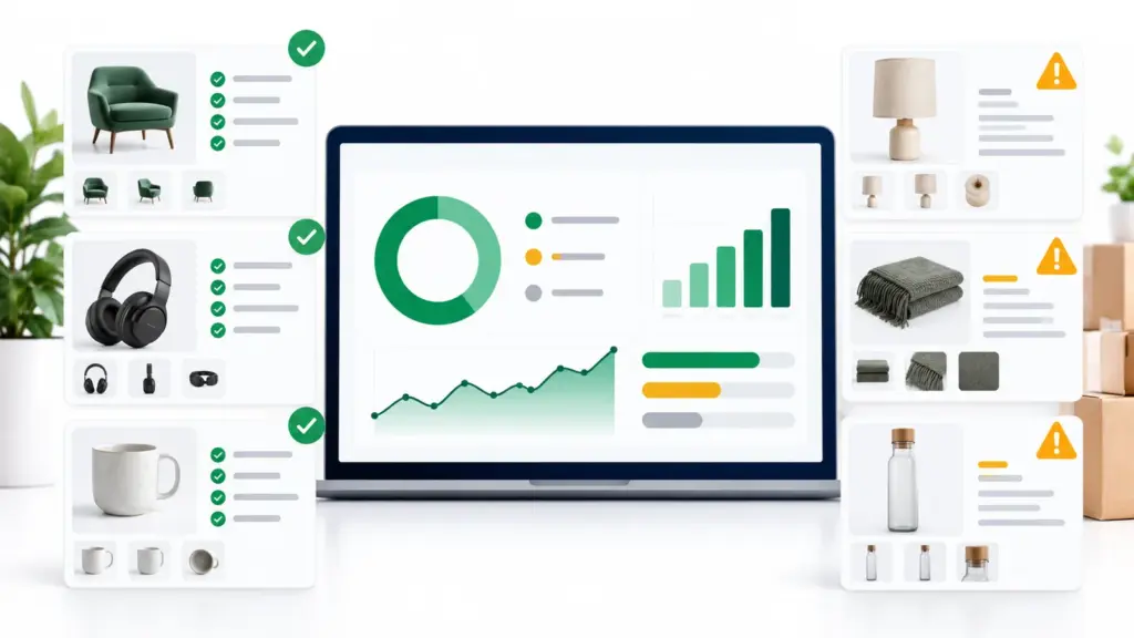 Scorecard voor productdatakwaliteit met gevalideerde catalogusrecords en kwaliteitscontroles