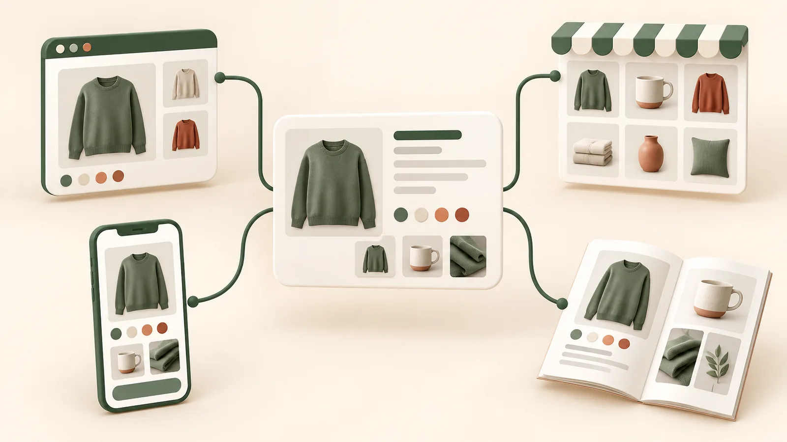 Centralized product catalog publishing consistent product data across ecommerce channels